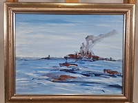 Acryl schilderij, maya wildevuur, abstract, 1995 - afbeelding 5 van  12