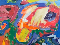 Acryl schilderij, maya wildevuur, abstract, 1997