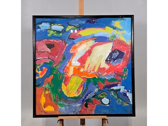 Acryl schilderij, maya wildevuur, abstract, 1997 - afbeelding 2 van  8