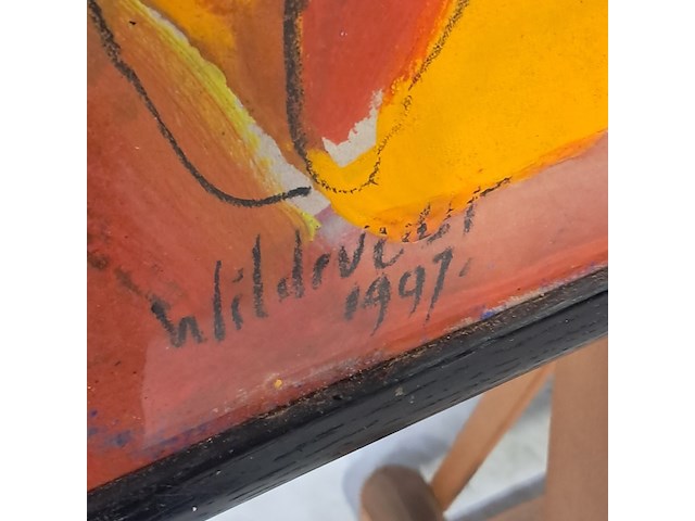 Acryl schilderij, maya wildevuur, abstract, 1997 - afbeelding 3 van  8