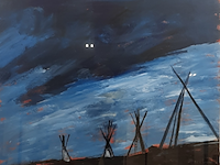 Acryl schilderij, maya wildevuur, abstract, 1999 - afbeelding 1 van  8