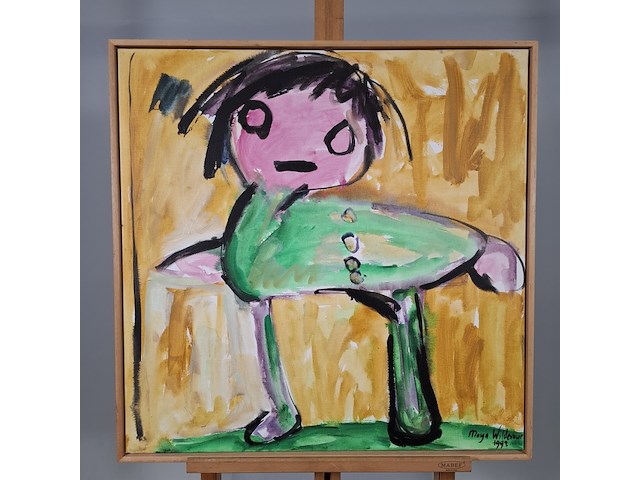 Acryl schilderij, maya wildevuur, abstract kind, 1992 - afbeelding 1 van  7