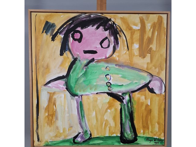 Acryl schilderij, maya wildevuur, abstract kind, 1992 - afbeelding 2 van  7