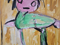 Acryl schilderij, maya wildevuur, abstract kind, 1992 - afbeelding 3 van  7