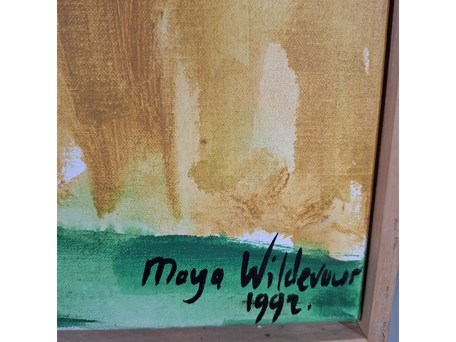Acryl schilderij, maya wildevuur, abstract kind, 1992 - afbeelding 4 van  7