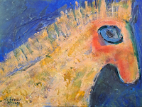 Acryl schilderij, maya wildevuur, abstract paard - afbeelding 1 van  7