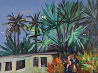 Acryl schilderij, maya wildevuur, banjul, 1998 - afbeelding 1 van  8