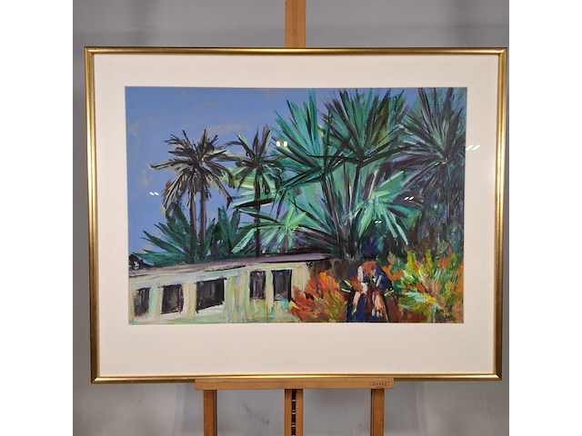Acryl schilderij, maya wildevuur, banjul, 1998 - afbeelding 2 van  8