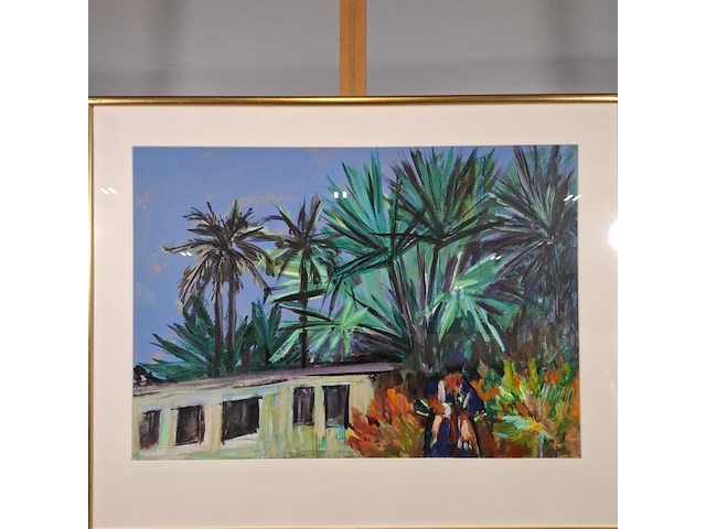 Acryl schilderij, maya wildevuur, banjul, 1998 - afbeelding 3 van  8