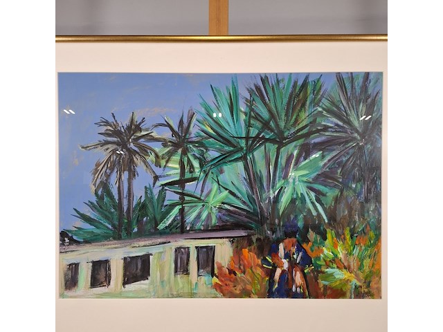 Acryl schilderij, maya wildevuur, banjul, 1998 - afbeelding 4 van  8