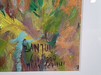 Acryl schilderij, maya wildevuur, banjul, 1998 - afbeelding 6 van  8