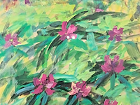 Acryl schilderij, maya wildevuur, bloemen