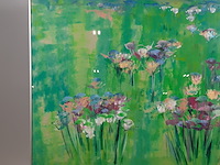 Acryl schilderij, maya wildevuur, bloemenveld, 1991 - afbeelding 3 van  8