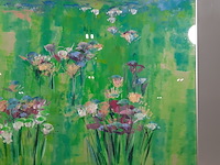 Acryl schilderij, maya wildevuur, bloemenveld, 1991 - afbeelding 4 van  8
