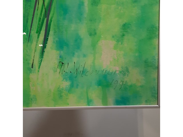 Acryl schilderij, maya wildevuur, bloemenveld, 1991 - afbeelding 6 van  8