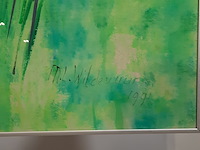 Acryl schilderij, maya wildevuur, bloemenveld, 1991 - afbeelding 6 van  8