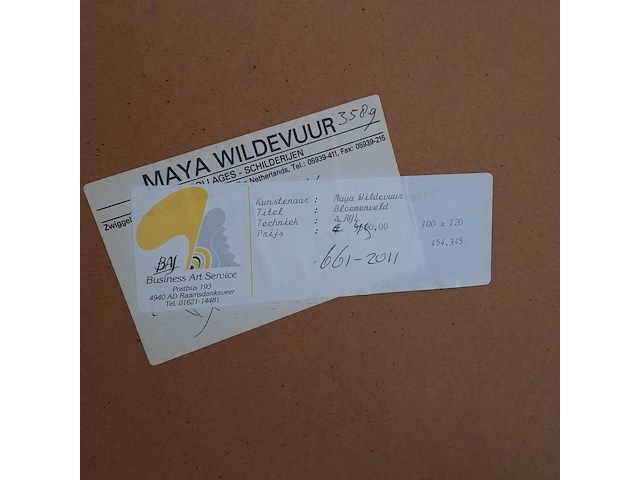 Acryl schilderij, maya wildevuur, bloemenveld, 1991 - afbeelding 8 van  8