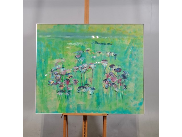 Acryl schilderij, maya wildevuur, bloemenveld, 1991 - afbeelding 1 van  7