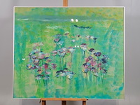 Acryl schilderij, maya wildevuur, bloemenveld, 1991 - afbeelding 1 van  7