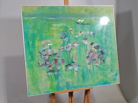 Acryl schilderij, maya wildevuur, bloemenveld, 1991 - afbeelding 2 van  7