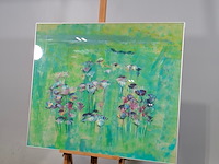 Acryl schilderij, maya wildevuur, bloemenveld, 1991 - afbeelding 3 van  7