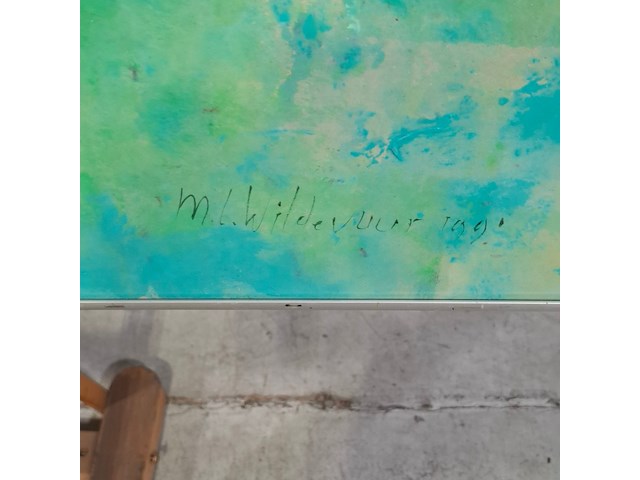 Acryl schilderij, maya wildevuur, bloemenveld, 1991 - afbeelding 4 van  7