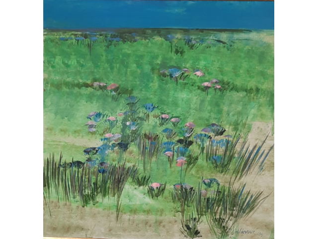 Acryl schilderij, maya wildevuur, bloemenveld, 1991 - afbeelding 1 van  8