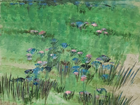 Acryl schilderij, maya wildevuur, bloemenveld, 1991 - afbeelding 1 van  8