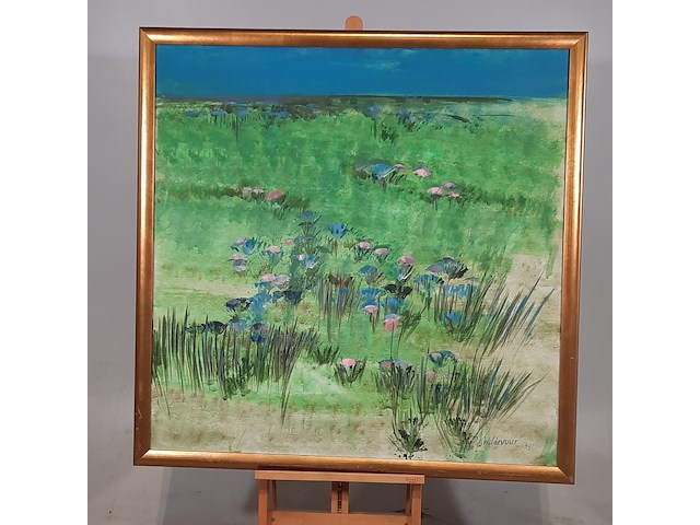 Acryl schilderij, maya wildevuur, bloemenveld, 1991 - afbeelding 2 van  8