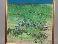 Acryl schilderij, maya wildevuur, bloemenveld, 1991 - afbeelding 2 van  8