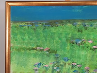 Acryl schilderij, maya wildevuur, bloemenveld, 1991 - afbeelding 3 van  8