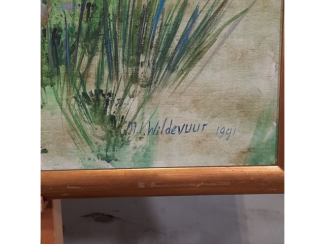 Acryl schilderij, maya wildevuur, bloemenveld, 1991 - afbeelding 5 van  8