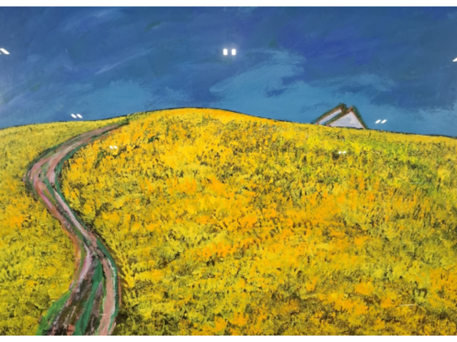 Acryl schilderij, maya wildevuur, bloemenveld, 1997 - afbeelding 1 van  10