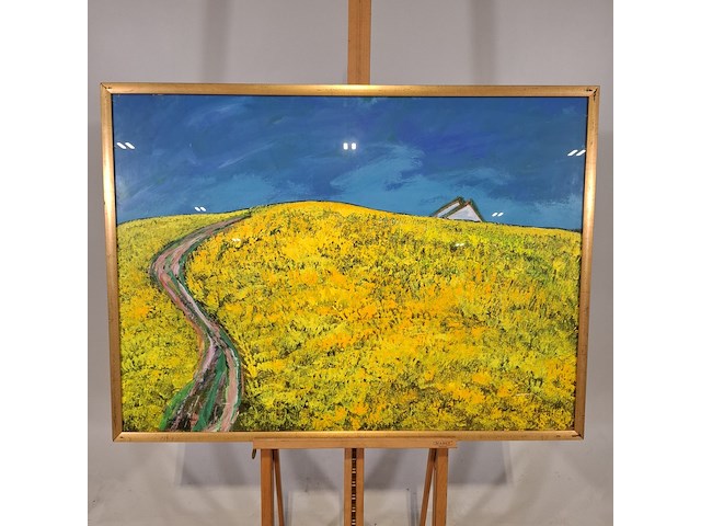 Acryl schilderij, maya wildevuur, bloemenveld, 1997 - afbeelding 3 van  10