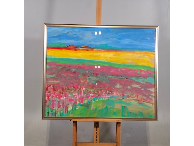 Acryl schilderij, maya wildevuur, bloemenveld, 1998 - afbeelding 1 van  7
