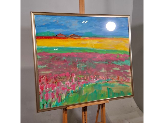 Acryl schilderij, maya wildevuur, bloemenveld, 1998 - afbeelding 2 van  7