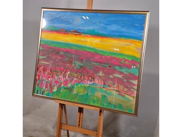 Acryl schilderij, maya wildevuur, bloemenveld, 1998 - afbeelding 3 van  7