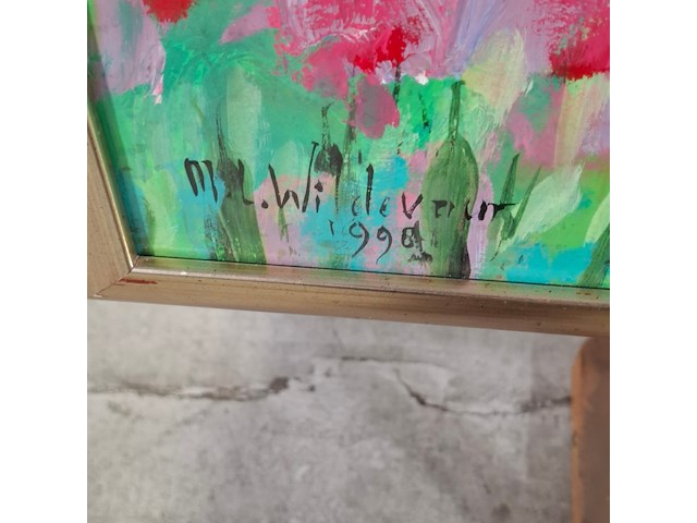Acryl schilderij, maya wildevuur, bloemenveld, 1998 - afbeelding 4 van  7