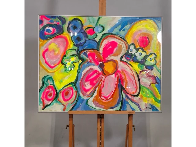 Acryl schilderij, maya wildevuur, boeket, 1995 - afbeelding 2 van  8