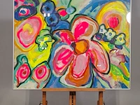 Acryl schilderij, maya wildevuur, boeket, 1995 - afbeelding 2 van  8