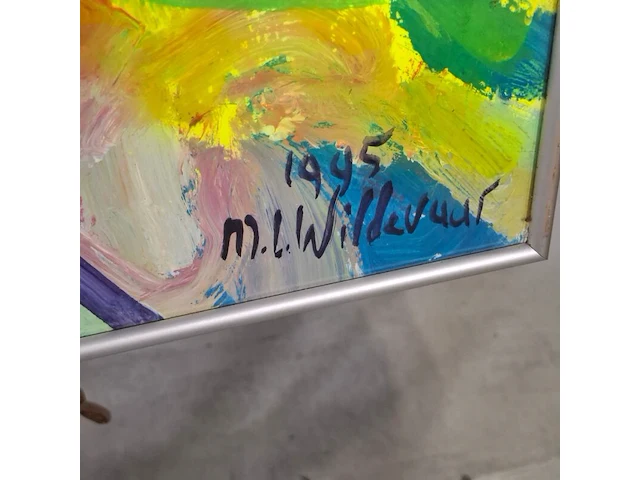 Acryl schilderij, maya wildevuur, boeket, 1995 - afbeelding 3 van  8