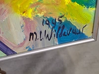 Acryl schilderij, maya wildevuur, boeket, 1995 - afbeelding 3 van  8