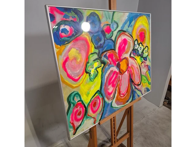 Acryl schilderij, maya wildevuur, boeket, 1995 - afbeelding 4 van  8