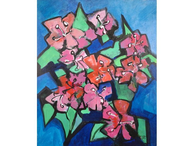 Acryl schilderij, maya wildevuur, boeket - afbeelding 1 van  6