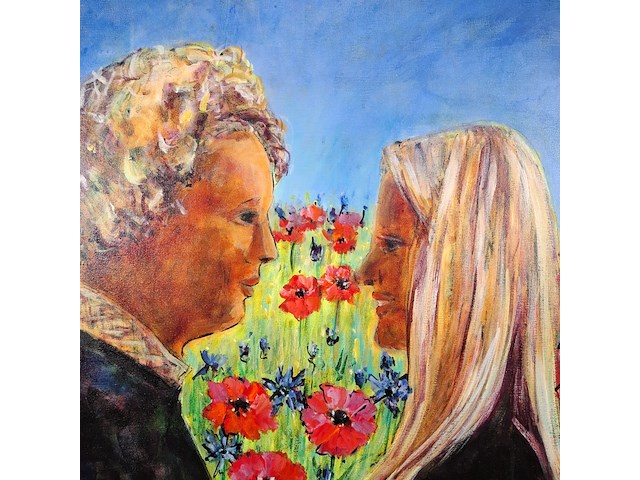 Acryl schilderij, maya wildevuur, broer en zus, 2007 - afbeelding 1 van  6