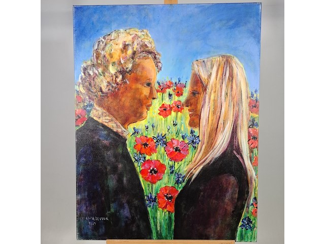 Acryl schilderij, maya wildevuur, broer en zus, 2007 - afbeelding 2 van  6
