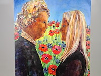 Acryl schilderij, maya wildevuur, broer en zus, 2007 - afbeelding 2 van  6