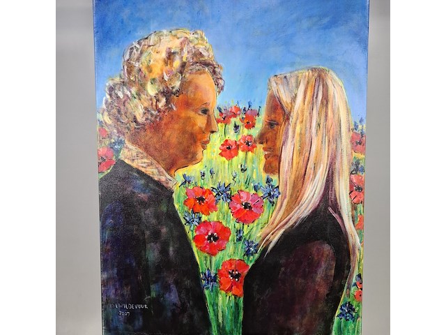 Acryl schilderij, maya wildevuur, broer en zus, 2007 - afbeelding 3 van  6