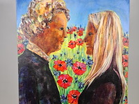 Acryl schilderij, maya wildevuur, broer en zus, 2007 - afbeelding 3 van  6