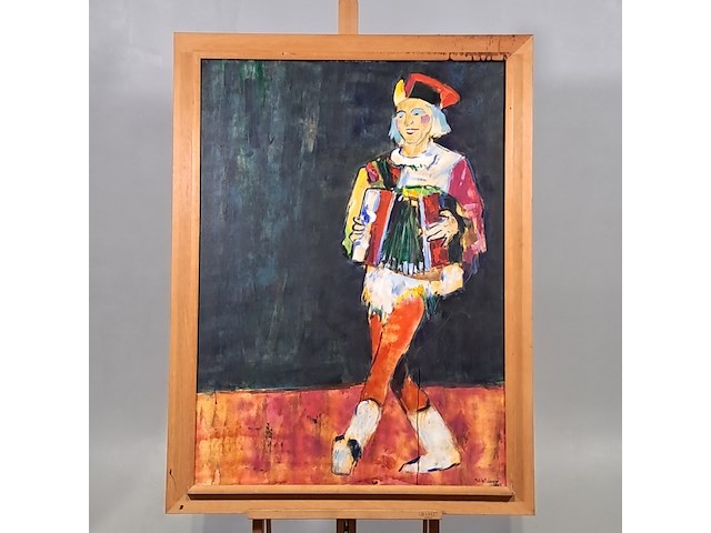 Acryl schilderij, maya wildevuur, clown met harmonica - afbeelding 2 van  9